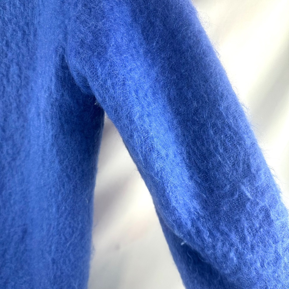 Vintage Mohair Coat Blue Oversized Fuzzy Wool Blend Statement Jacket 80s USA 14 - Picture 14 of 17